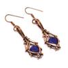 Blue Sapphire Earrings, Handmade Gemstone Earrings, 999 Copper Wire Wrapped Earrings Antique Jewelry, For Engagement Gift