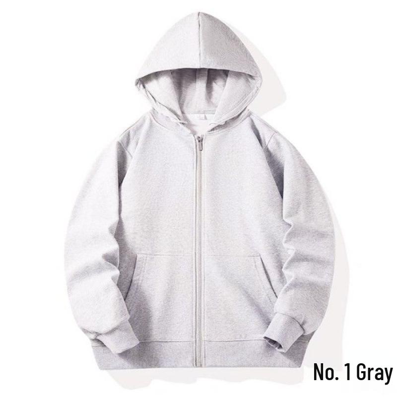 Felpa con cappuccio e zip in cotone color caramella per ragazzi e ragazze - Felpa con colletto alto e tasche, 110-170 cm, 280g, Versione tinta unita.