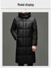 Brand 2025 Men's Winter Hooded Over-the-Knee Long Down Jacket with Fleece Lining