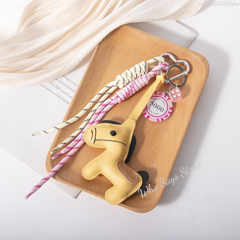 1 Stück Leder Pony Schlüsselanhänger Geflochtenes Seil Rucksack Anhänger für Handy Tasche Hängendes Zubehör DIY Dekoration