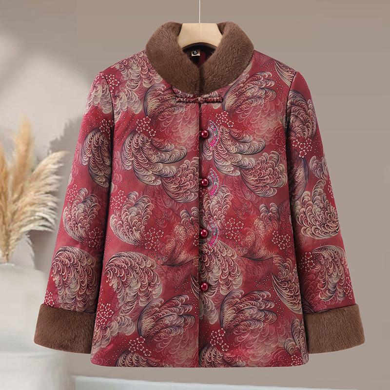 

Stylish Fleece-Lined Cotton Jacket for Middle-aged and Elderly Women 5XL