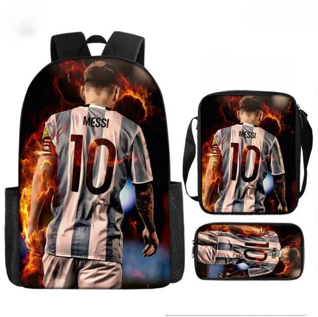 Messi Soccer Kids Backpack Set With Breathable Oxford Fabric For School Children
