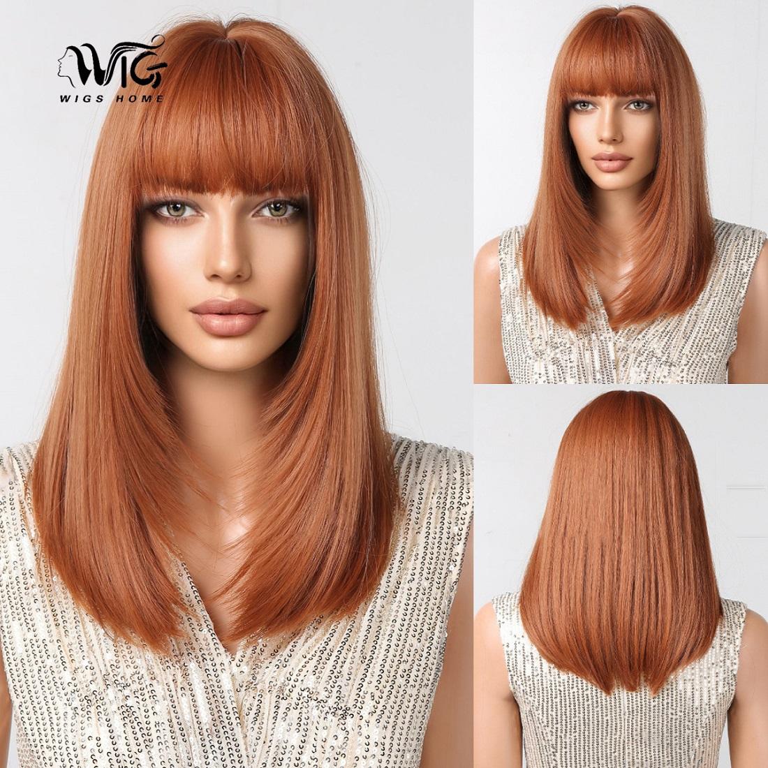 

Женский имитационный парик 56 см волосы оранжевый парик длинный прямой парик полный головной убор розовая сетка для волос головной убор красота украшение парик