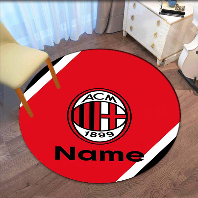 Custom Name AC Milan Printed Round Rug Carpet Chair Rug Area Rug Entryway Doormats,for Office Chair Living Room Bedroom Kitchen Room.