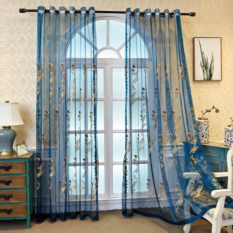 Vintage Virágos Hímzett Gyöngyös Függönypanel - Áttetsző Tökéletes Nappali, Hálószoba, Konyha vagy Erkély Dekorációhoz, Hálószoba Dekoráció