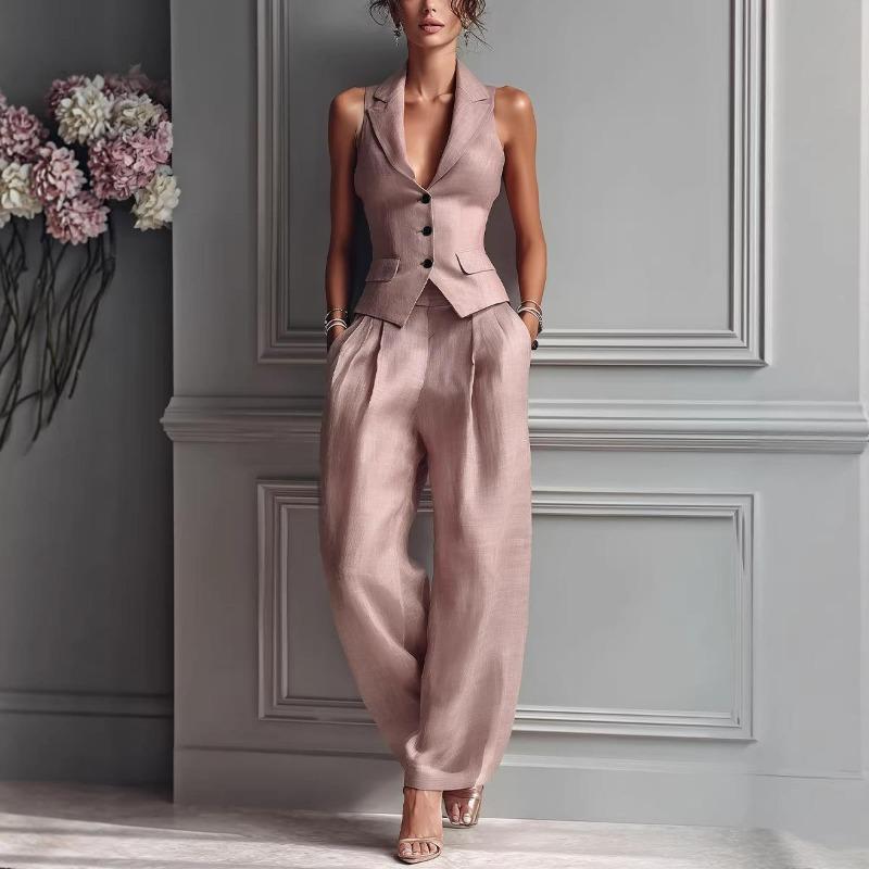 Γυναικείο Σετ Ρούχων Σέξι V-Neck Κουμπωτό Μπλουζάκι Μόδα Casual