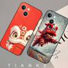Lion Dance Phone Case For IPhone 17 Air 16 15 14 13 Pro Max 11 12 Black Silicone Cover