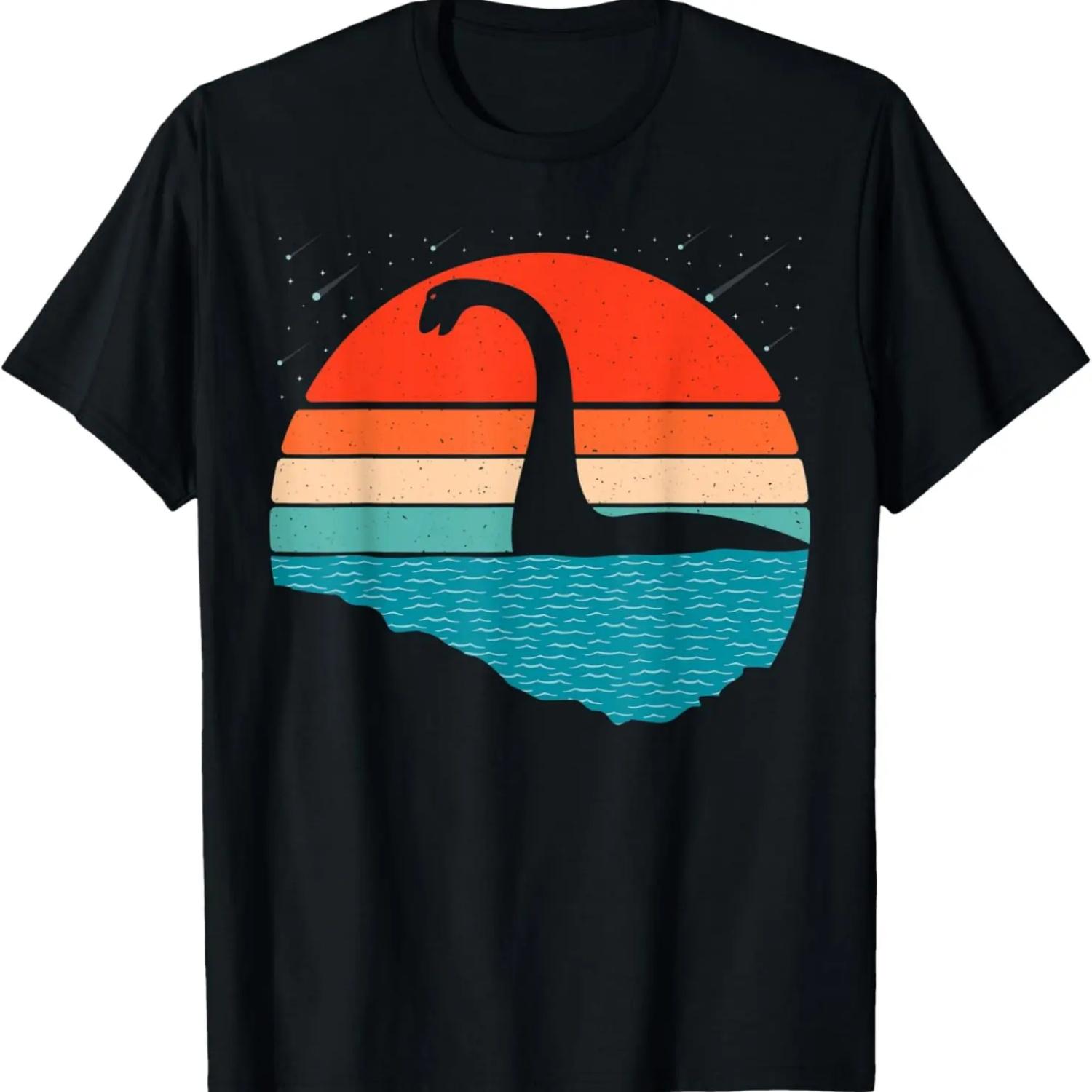 Nessie The Loch Ness Monster Graphic Retro sunset Loch Ness T-Shirt S чёрный