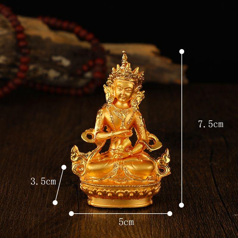 Tibetan Miniature Buddhist Figures Golden Engraved Variety Shapes Alloy Handicraft Tantric Home Gift Altars Desktop Decorative