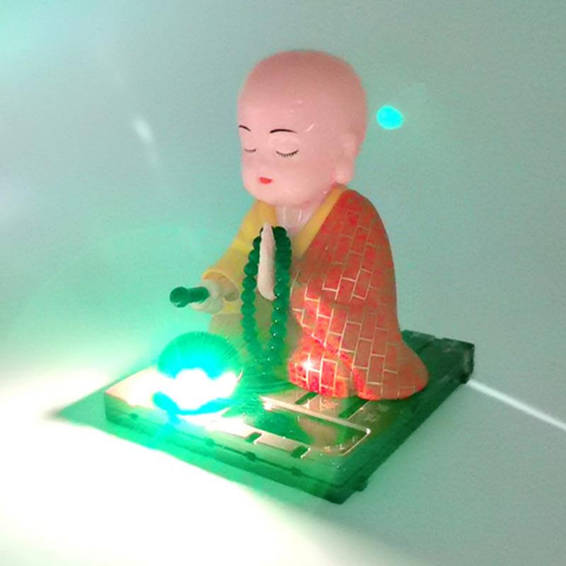 Solar Shake Head Monk Car Decoration Little Buddha Monk Statue Solar Head Shaking Buddha Monk Figurine Desk Ornament Car