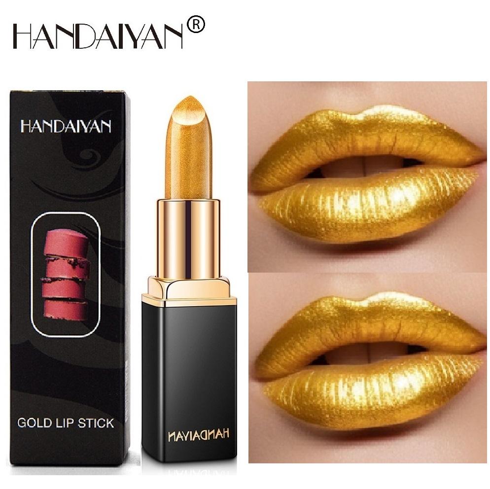 

Губная помада золотого цвета, блестящая губная помада с золотым блеском, блестящие помады с жемчугом, водостойкая губная помада, макияж для губ, косметический инструмент