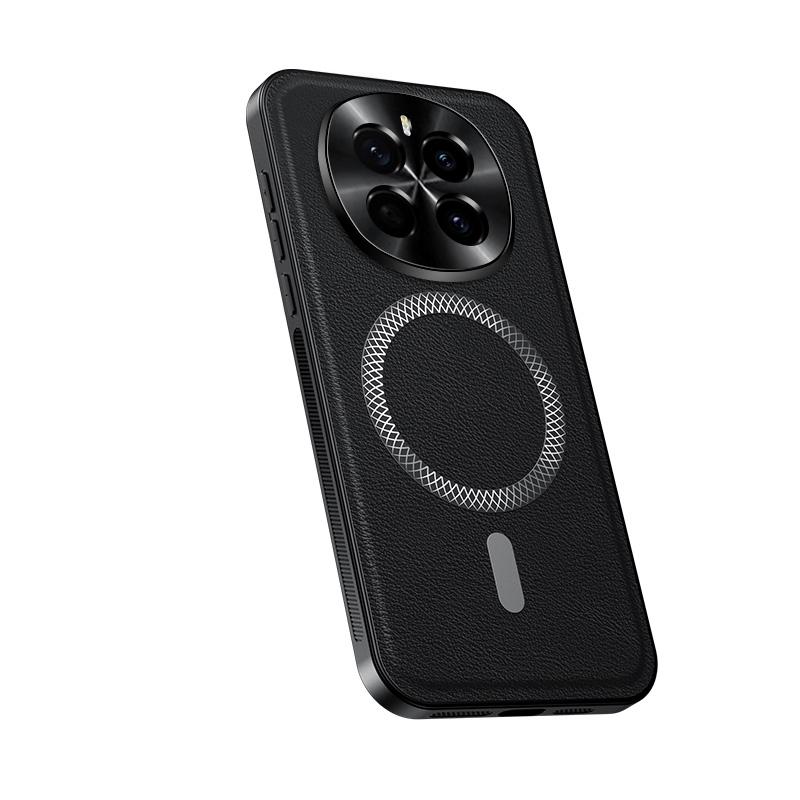 For Honor Magic 7 and Magic 7 Pro Case Magnetic Elegant Leather Wear-Resistant Lens Fully Covered Non-Slip Grip Edge Cover Shell