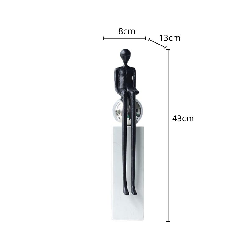 Metal Character Ornaments Abstract Thinker Sitting Ball Person Geometric Portrait Sculpture Metal Figurine Home Decoration