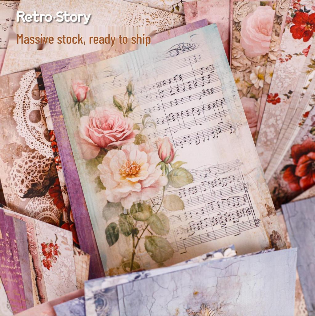 Mengze RetroStory Flower Bouquet Decorative Sticker Pack: 40 Sheets, 6 Styles for Journaling.