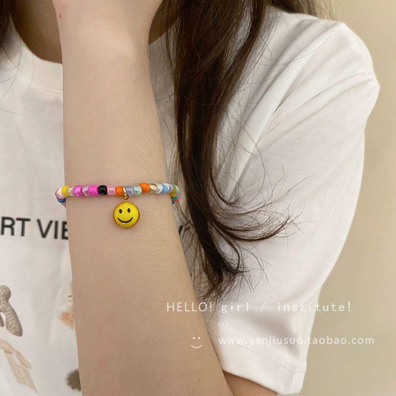 

Color Beaded Smiley Face Sweatshirt Necklace for Women 2025 New Arrival Best Selling Dopamine Fancy Clavicle Chain Ornament Color Beaded Smiley Bracelet