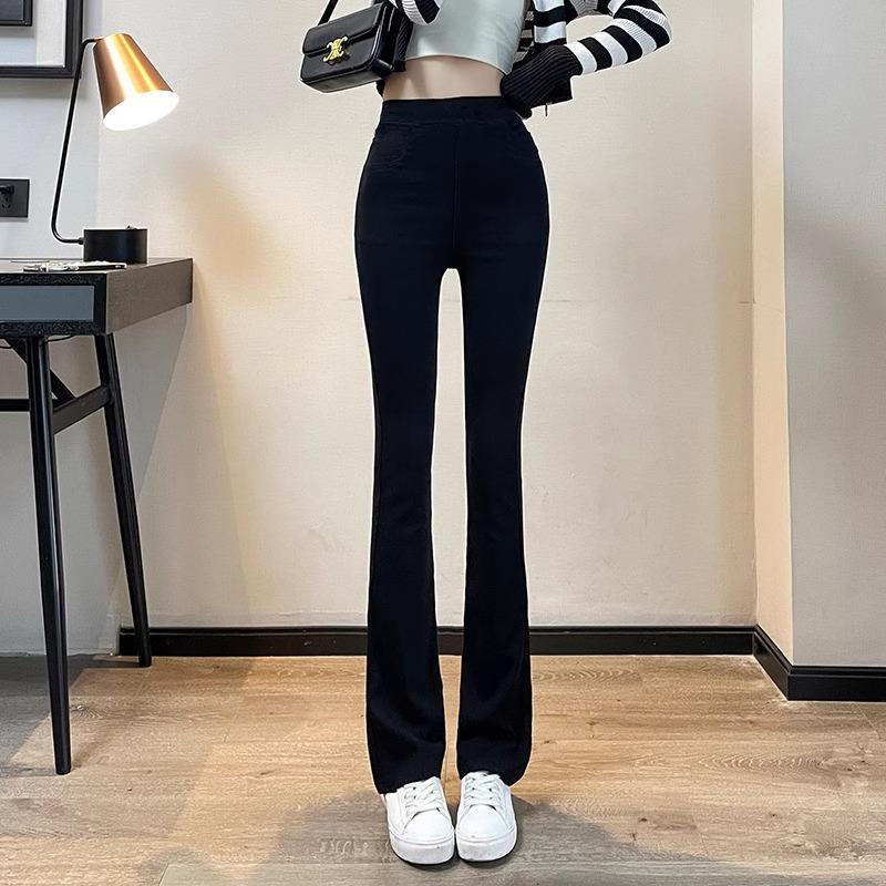 Women's Summer 2024 Slimming Elastic Flare Pants - Casual Nine-Point Long Pants for Spring & Autumn