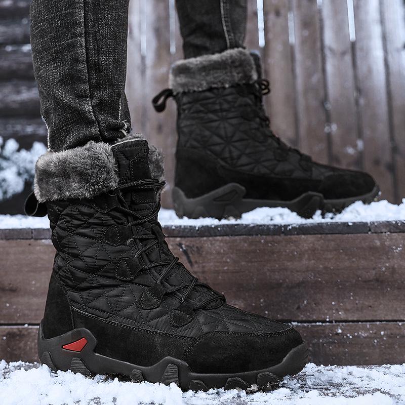 Winter Men's Warm Snow Boots High-top Outdoor Plush Shoes Plus Size 39-47