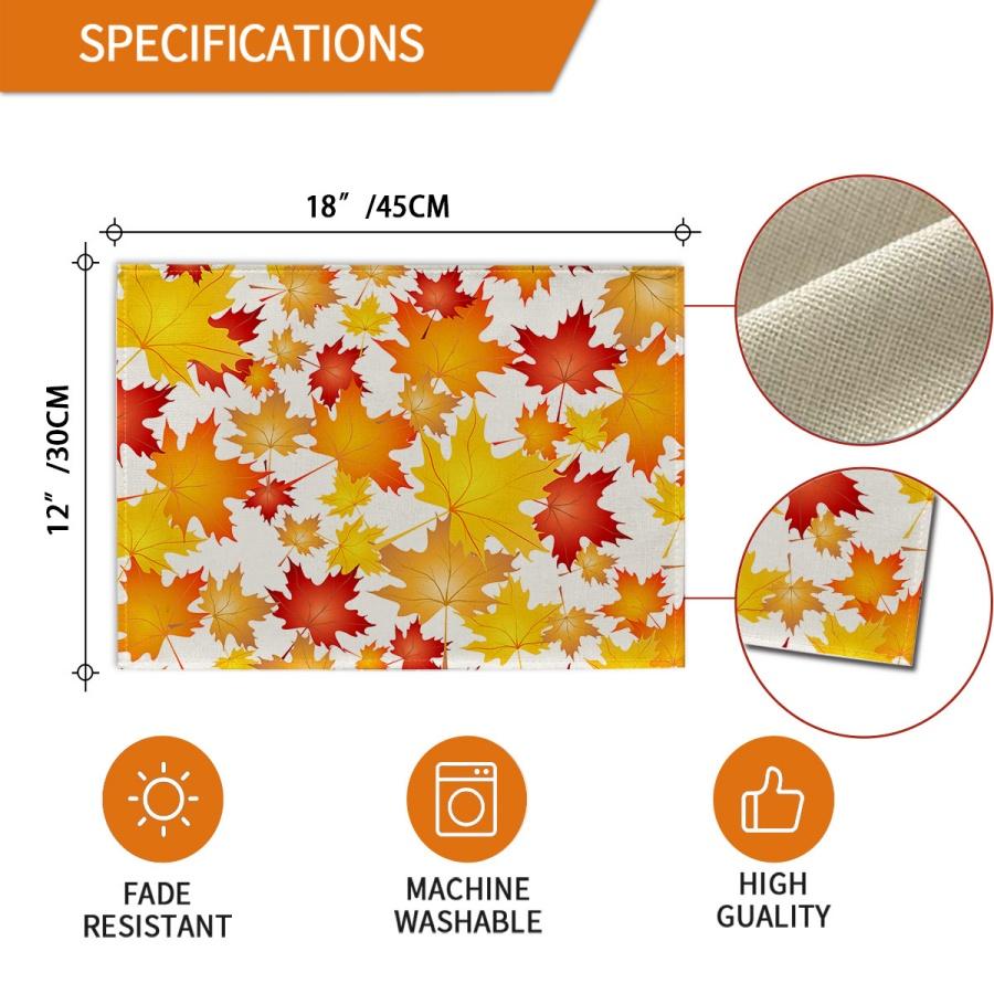 1pcThanksgiving Placemat Autumn Harvest Maple Leaf Linen Table Mat Southern Restaurant Kitchen Dining Table Decoration Tableware