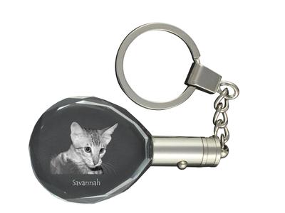 Savannah - Fob with Cat Photo, Crystal Key Ring In Gift Box, Unique Gift by Brand