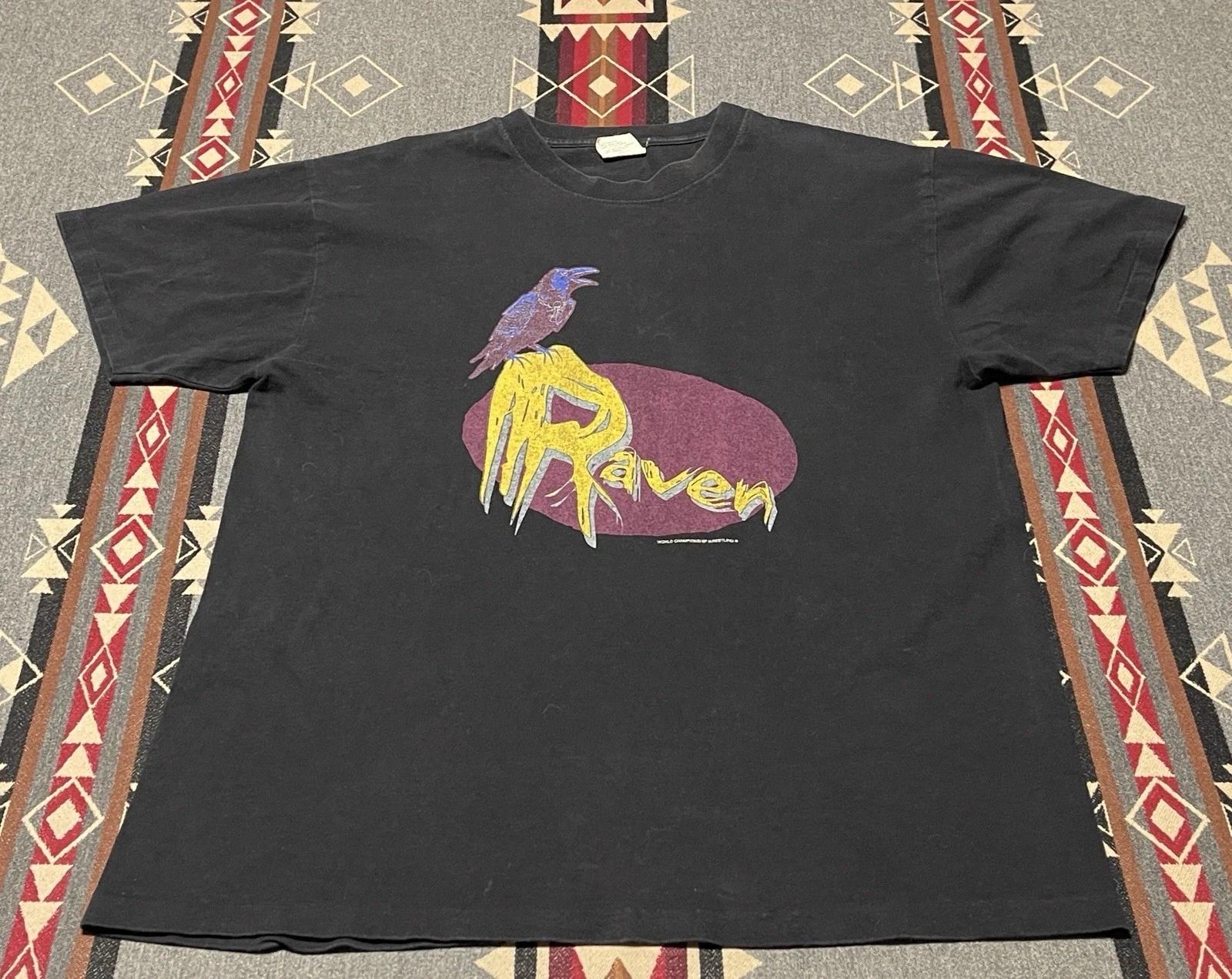 Raven WCW Wrestling Shirt Vtg 90s XL Quote The Raven Nevermore 2XL