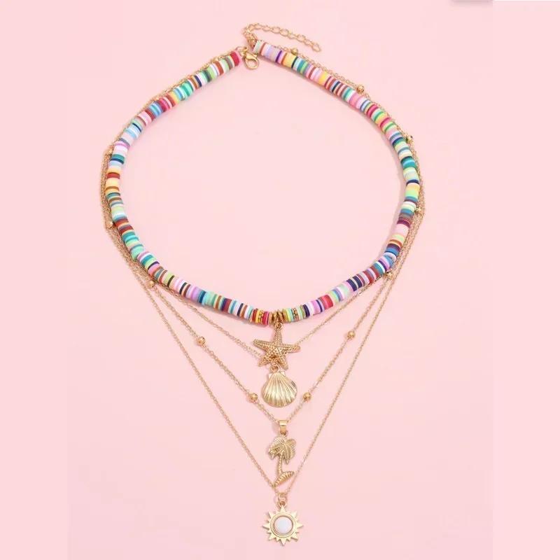 Bohemia Gold Color Multiple Styles Necklace for Women Trendy Multi-Layer Crystal Pendant Necklaces Set Fashion Jewelry Gifts