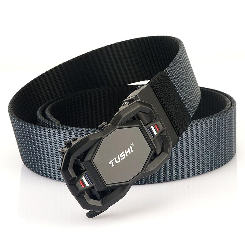 Nowy męski pasek dojazdowy z automatyczną klamrą nylonową, uniwersalny, dwuwarstwowy, gruby pasek do użytku na świeżym powietrzu