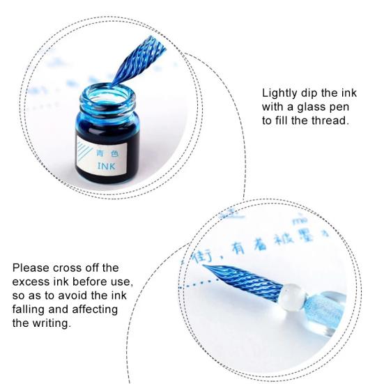 Ink Pen Easy Clean Writing Bright Color Student Gift Glass Pen