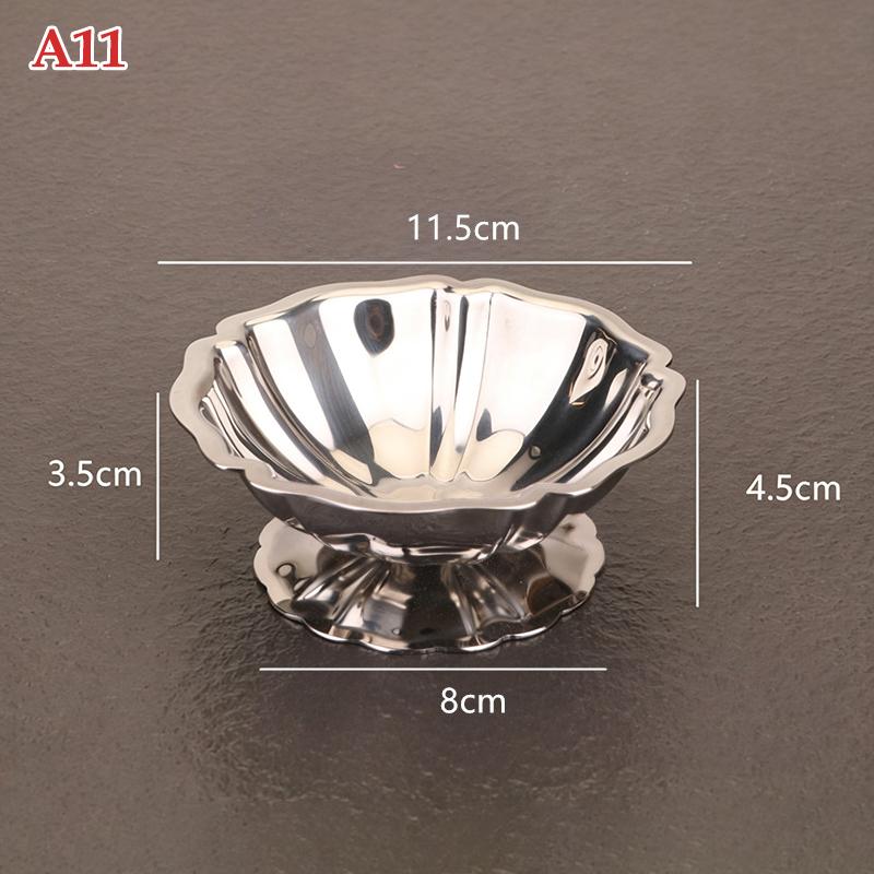 Stainless Steel Dessert Cup Ice Cream Cups Salad Goblet Retro High Base Bowl For Fruit Yogurt Snack Dish Bar Dinnerware