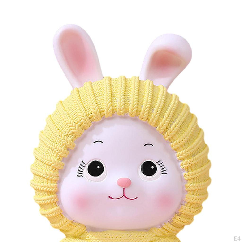 Statue Animal Sculpture, Piggy Bank Money Cartoon Bunny Figurine Tabletop Ornament for