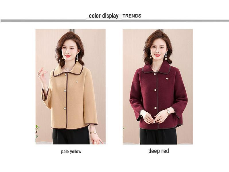 Hengyuanxiang Woolen Trench Coat for Middle-Aged and Elderly Women