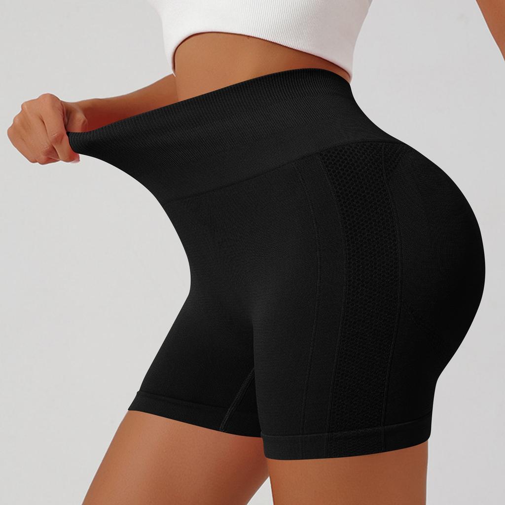 Women's Fashionable Seamless Sports Yoga Shorts, Hip Lifting Sports Pants, Abdominal Compression Fitness Pants, Three Piece Pants