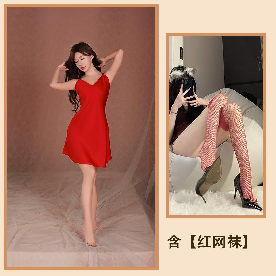 Sexy Unterwäsche Strapsnachthemd Damen Sommer Eis Seide Rückenfrei Übergröße High-End Pure Desire Sexy Pyjamas