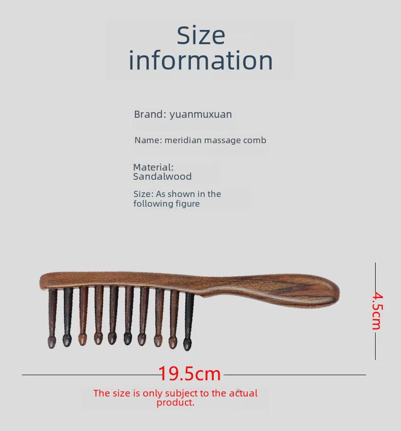 Gold and Green Sandalwood Double Row Tooth Comb for Curly Hair