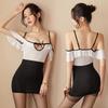 Sex Underwear Ice Silk Suspender Hollow Sex Secretary Uniform Perspective Sexy Short Skirt Lotus Leaf Teases Pure Desire
