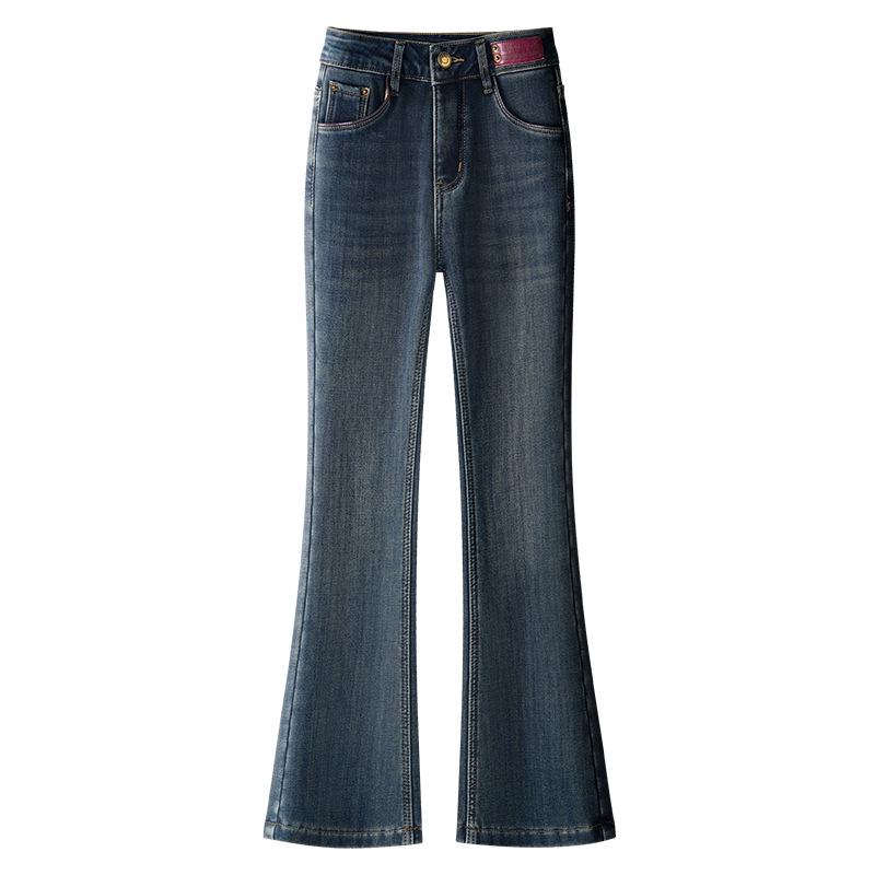 

2024 Женские Петит Вельветовые Джинсы Клеш с Высокой Посадкой - Зимний Приталенный Крой XL