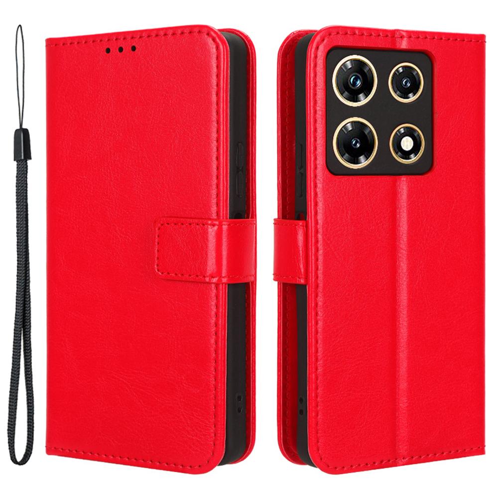 

For Infinix Note 30 Pro 4G X678B Crazy Horse Texture Leather Case Anti-Drop Phone Cover with Wallet Stand Red