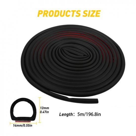 1/2set 5M Car Door Boot Edge Protector Strip Trim D Shape Guard Seal Rubber 14mm