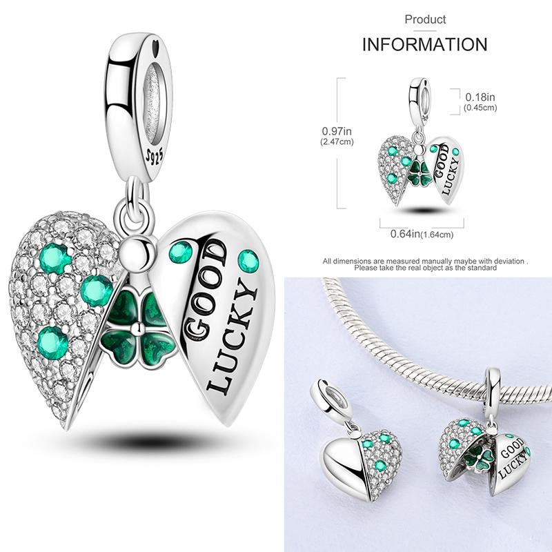 92 Styles Original Copper Green Series Cactus Avocado Clover Charms Bracelet Pendant Diy Clip Beads Women'S Jewelry