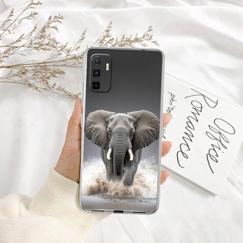 IK4 Animal Elephant Transparent Phone Case for Samsung Galaxy A04 A04S A14 A23 A34 A54 M23 M33 M52 M53