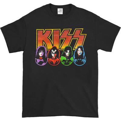 KISS Logo Faces Icons Black Full Unisex T-shirt