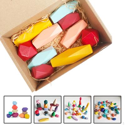 Sortier- und Stapelsteine aus Holz Bunte Bausteine Feinmotorik Montessori-Spielzeug