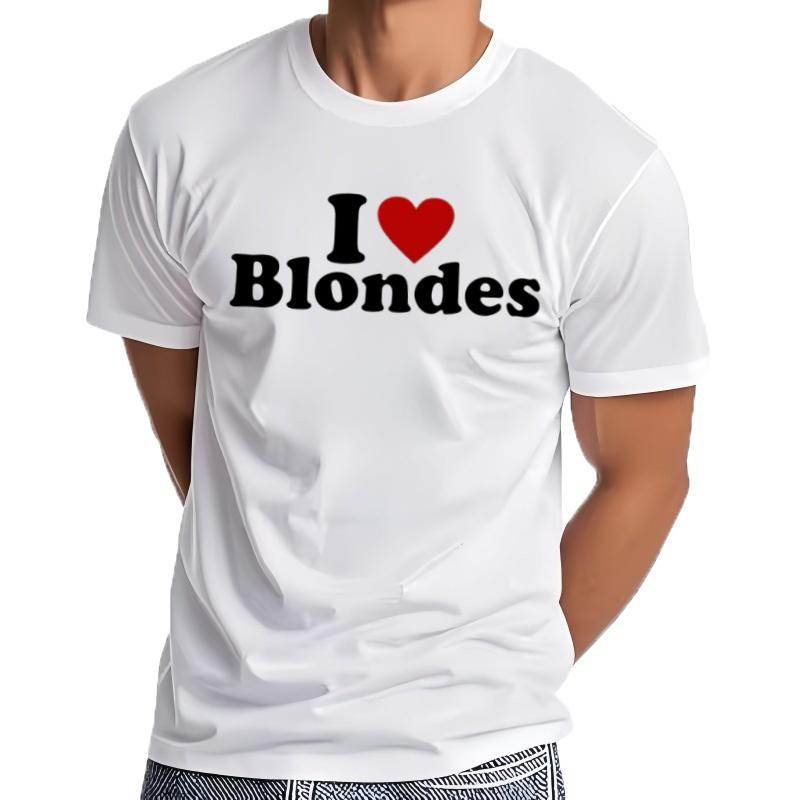 Camiseta De Pelo Rubio I Love Heart Blondes Regalo Para Novio Bf Camiseta Estampada Con Letras Divertidas De Humor