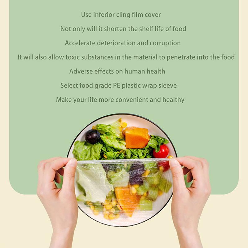 100Pcs Disposable Food Cover Plastic Fresh-Keeping Bag Food Grade Vegetable Fruit Cover Elastic Bowl Cover Kitchen Storage