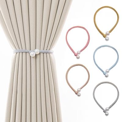 2 pièces/ensemble embrasses de rideau en fausses perles, élégant et moderne, support de rideau réglable sans poinçon, décoration de salon et de chambre à coucher, fournitures de maison