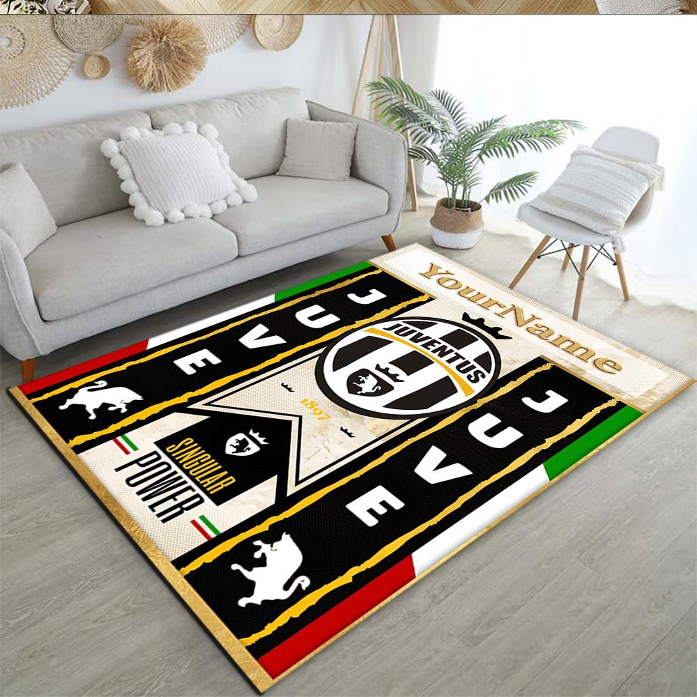 Juventus Customized Name Carpet Suitable for Balcony Study Room Playrooms Dormitory Anti-slip Rug Office Home Decor Birthday/Christmas Gift
