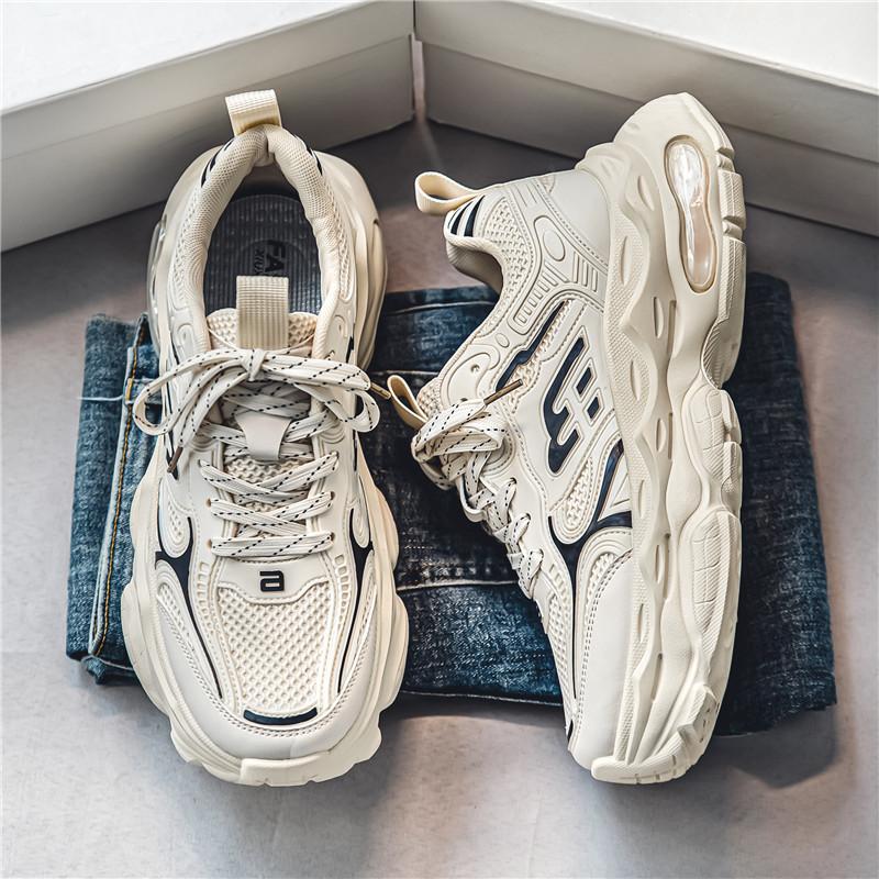 

Чоловіче взуття 2025 літо нове юнацьке красиве повсякденне татове модне взуття чоловічі тонкі дихаючі сітчасті кросівки 44 бежевий