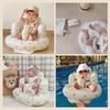 Dodulara Baby Bath Chair, Fluffy Shower Chair for Baths and Meals, Foldable, Inflatable, and Water-Resistant for Sitting Practice (Bear)