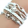 Love Hearts Multilayer Charm Leather Bracelets Gift WH