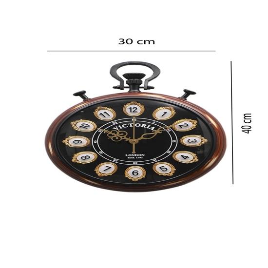 30 Cm Victoria Wall Clock, Vintage Style with Gold-Tone Frames, Brown Wood Frame, 1792 Collection