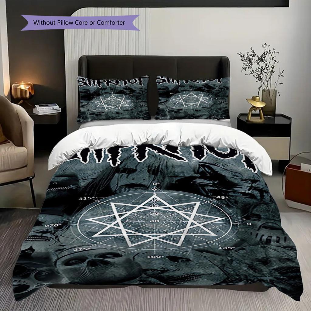 Metal Bands Dark Artistry Bedding (1 * duvet cover + 2 * pillowcase, without core) 2D Flat Bedding set Duvet cover and pillowcase Soft and comfortable